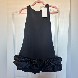 Chic Black Ruffle Hem Mini Dress
